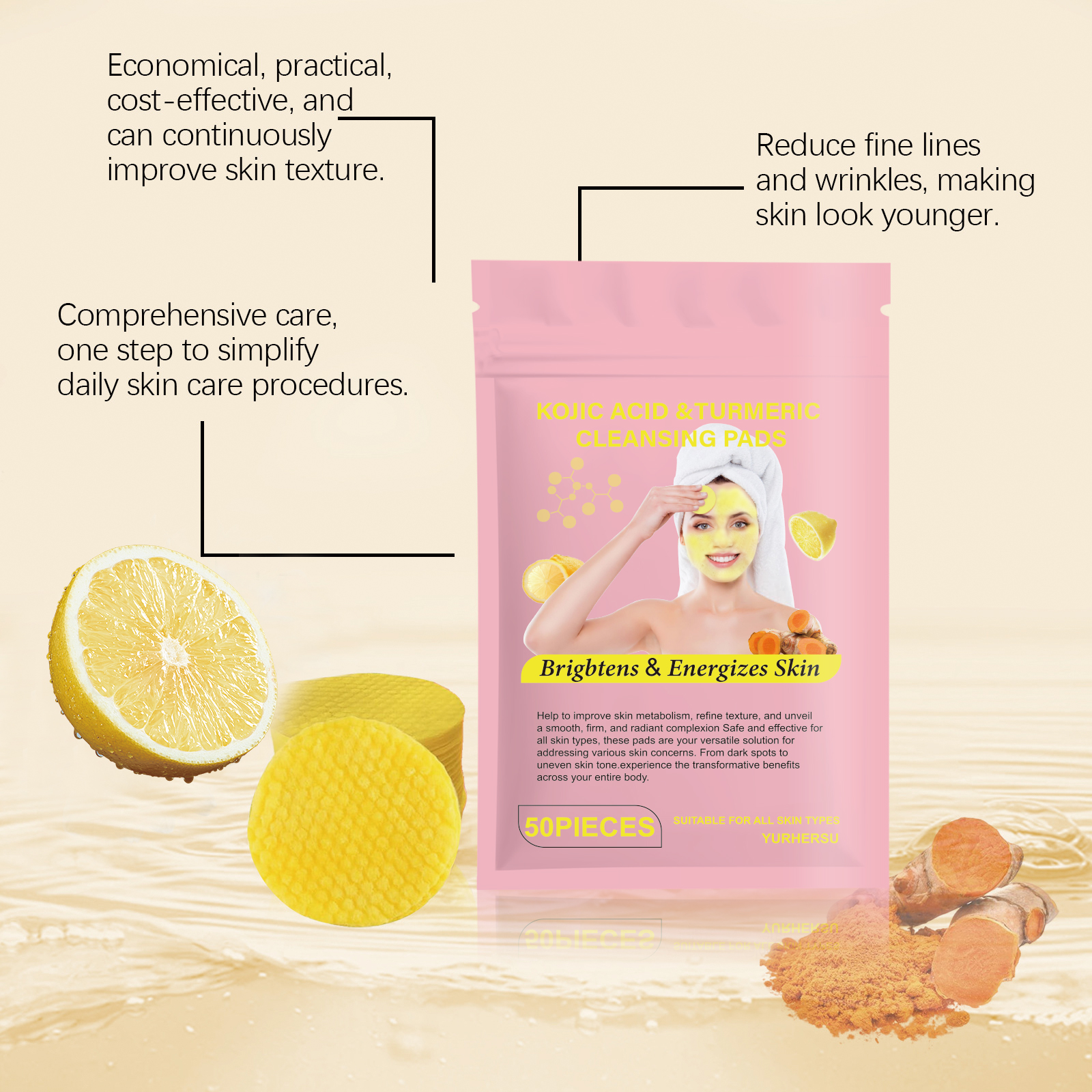 Turmeric Facial Cleansing Pads - Skincare Natur E 评论和价格