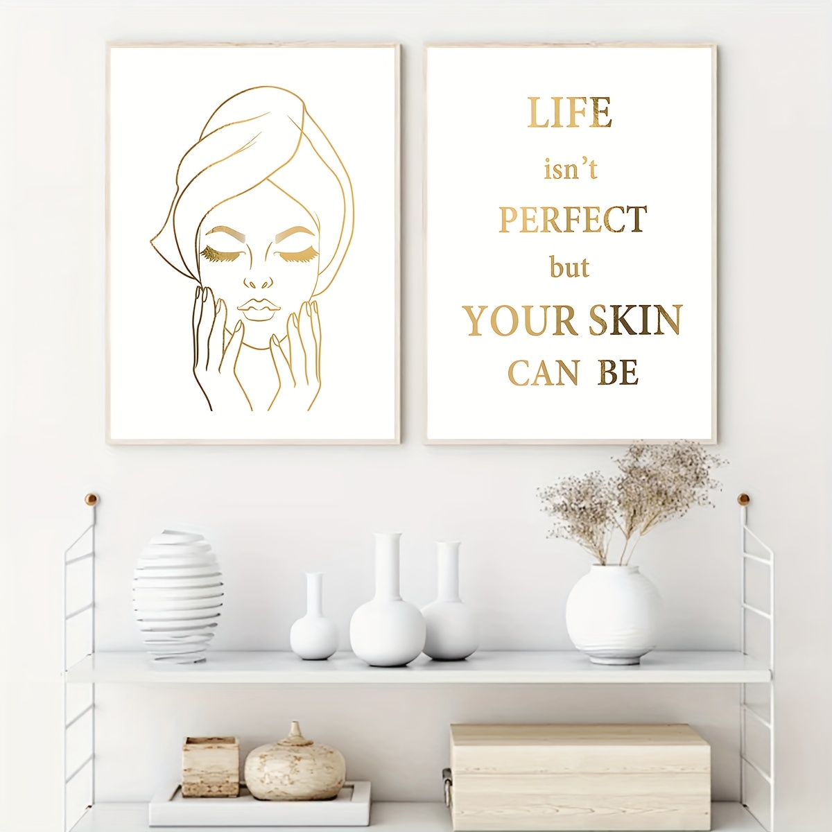 2pcs Elegant Woman Face Design - Skincare Quote 评论和价格