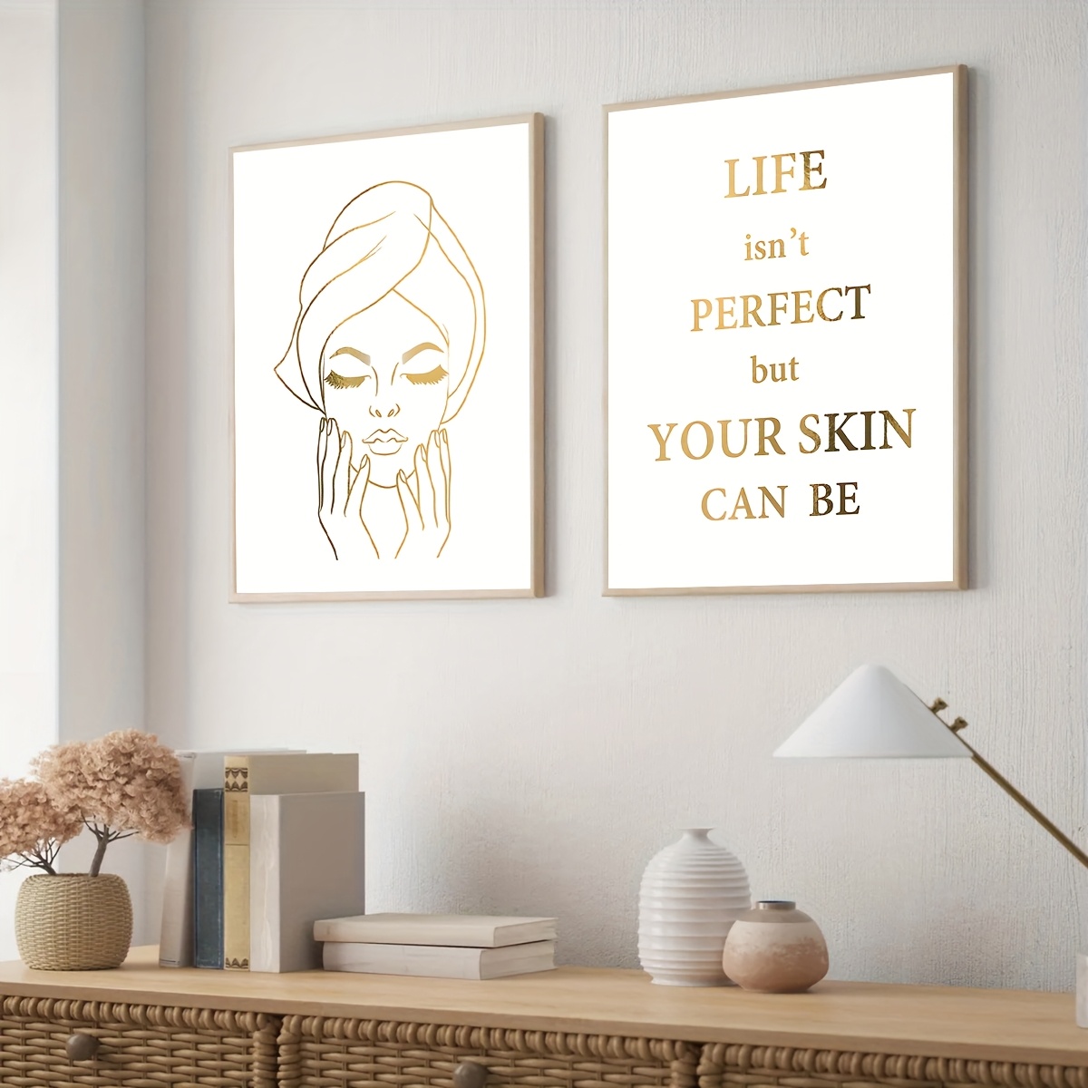 2pcs Elegant Woman Face Design - Skincare Quote 评论和价格