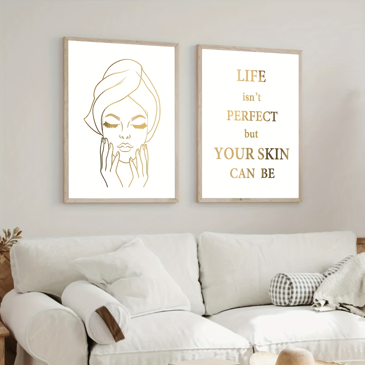 2pcs Elegant Woman Face Design - Skincare Quote 评论和价格